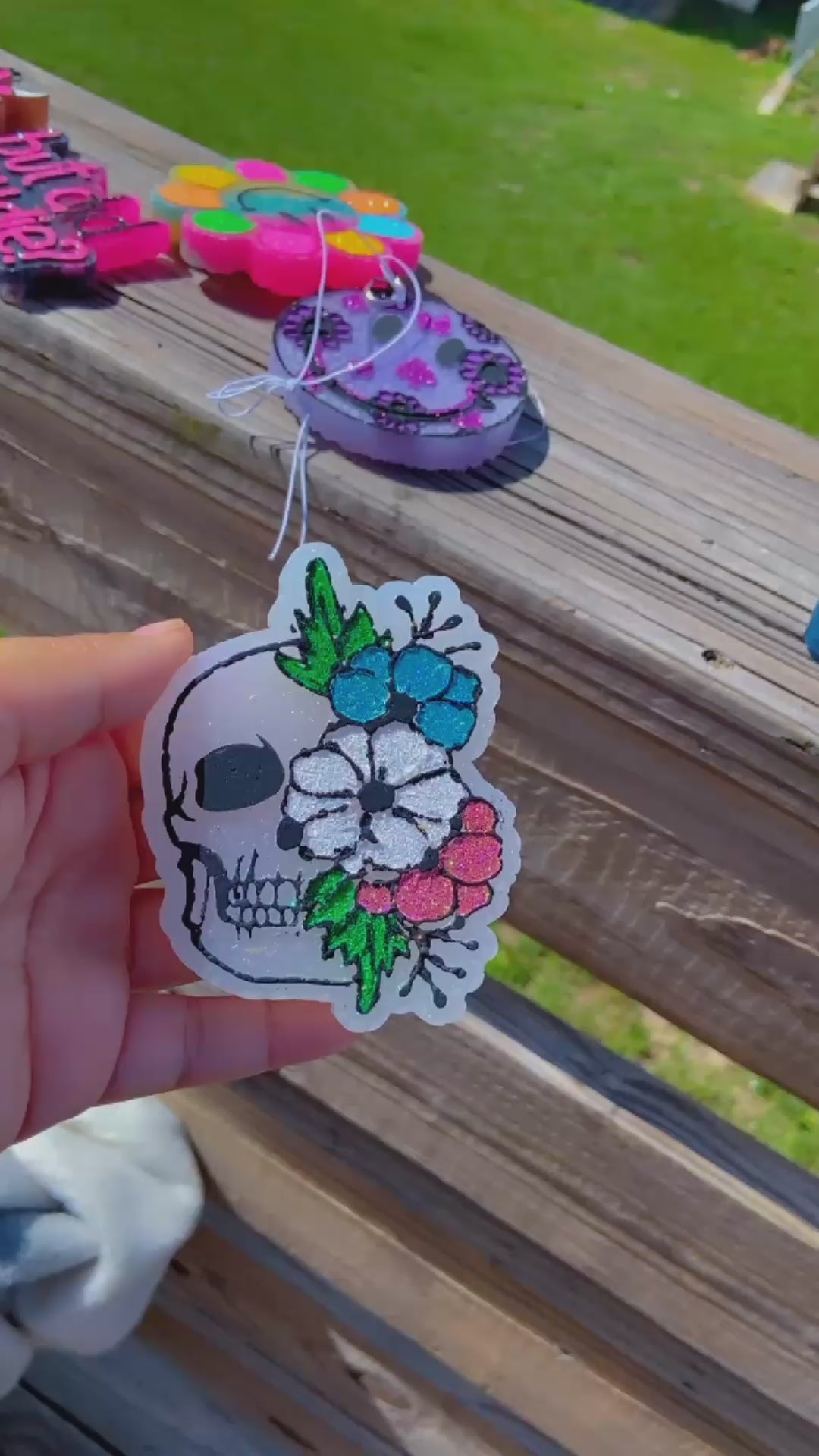 Flower Skull Car Freshie